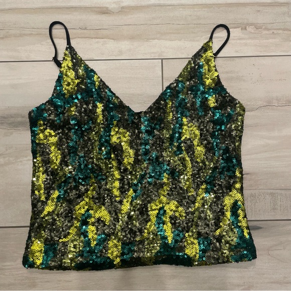 Le Superbe sequin camo camouflage top XS S RARE